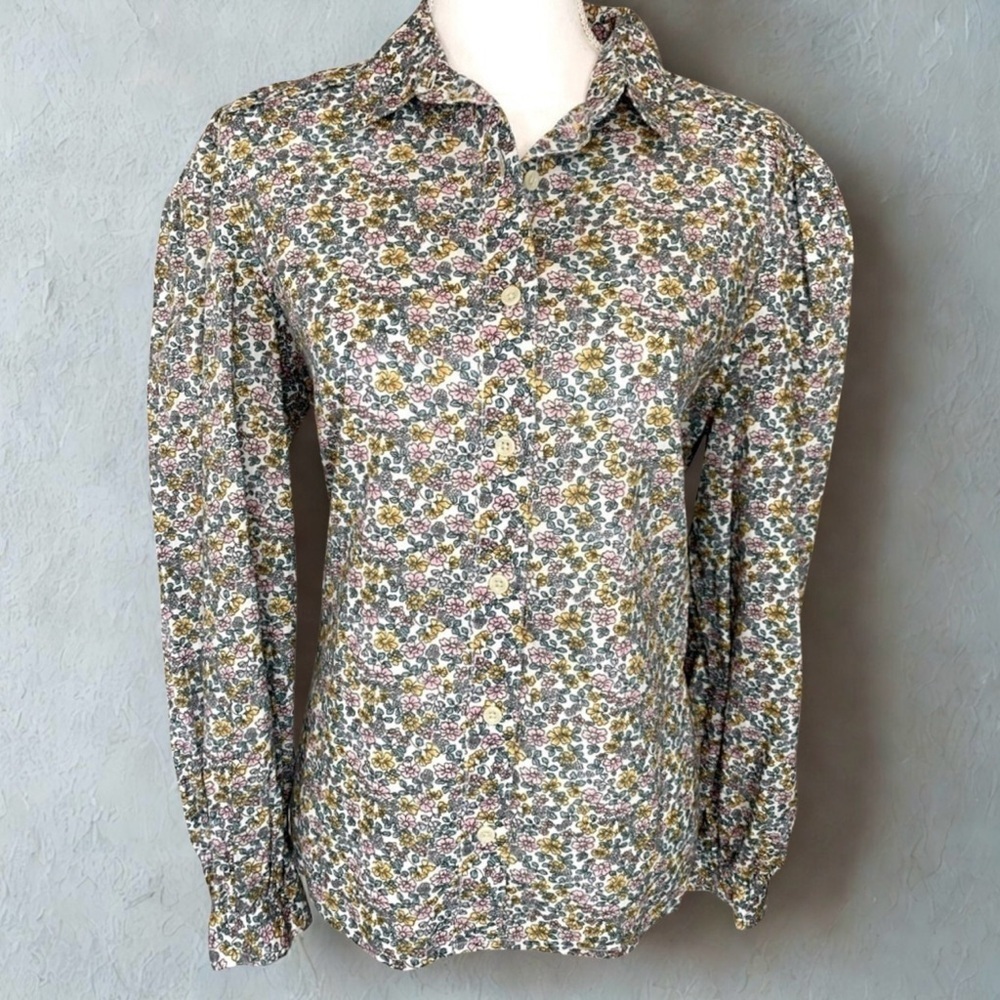 Lee Women Long Sleeve Floral Western Button Down Shirt Size Medium 100% Cotton